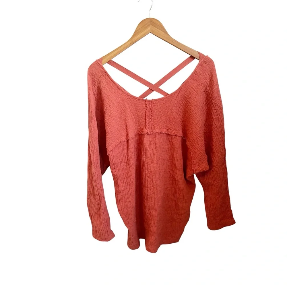 Anthropologie Aurelia Cross-Back Long Sleeve Balletcore Bohemian Top Size Large